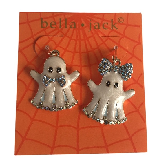 Ghost Crystal Drop Style Halloween Earrings By Bella Jack New On Card - Picture 2 of 7